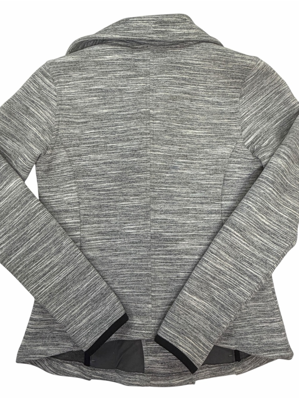 Athleta Gray Heathered Striped Asymmetrical Zip Pullover - Picture 4 of 4